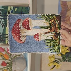 Original Mushroom Painting with Red and White Accents